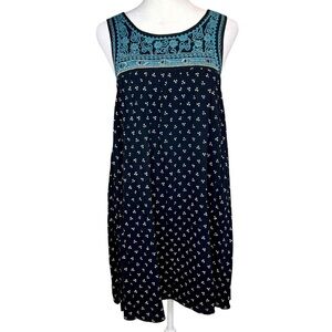 Elegant Black and Blue Sleeveless Dress